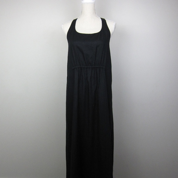 black linen jumper dress